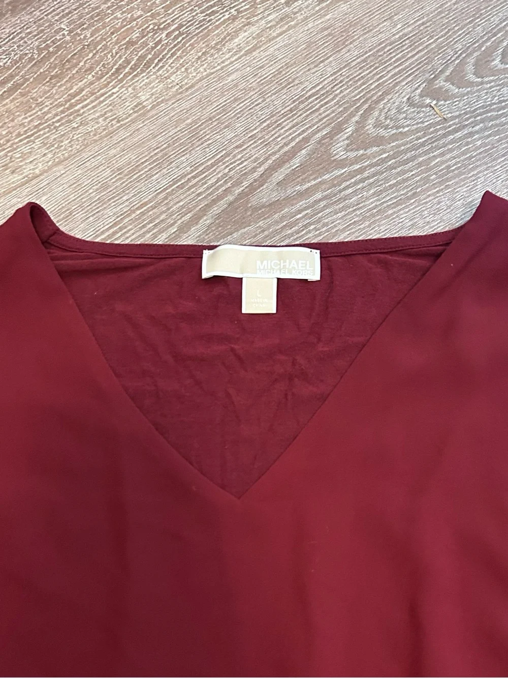 Michael Kors Deep Wine V-Neck Layered Blouse